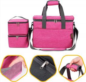 img 2 attached to Heather Pink KOPEKS Cat And Dog Travel Bag - 2 Food Carriers, 2 Bowls, Place Mat Included - Airline Approved