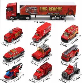 img 2 attached to 19 Pcs Fire Truck Toy Set - Mini Die-Cast Fire Engine & Rescue Vehicle For Kids Birthday Christmas Party Favors