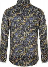img 1 attached to Poriff Men'S Retro Paisley Floral Print Button-Down: A Casual Classic