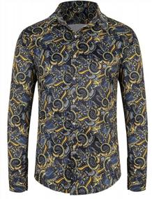 img 2 attached to Poriff Men'S Retro Paisley Floral Print Button-Down: A Casual Classic