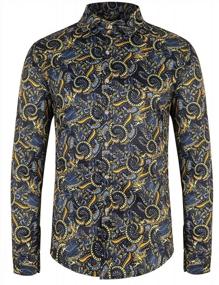 img 4 attached to Poriff Men'S Retro Paisley Floral Print Button-Down: A Casual Classic