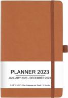 2023 planner - weekly & monthly planner 2023 with faux leather cover for school, office, and home - jan 2023 to dec 2023, 5.12”x 8.25, note pages, pen loop, back pocket, perfect organizer logo