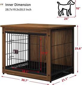 img 2 attached to SPRICHIC Pet Cage with Crate Cover: Stylish Dog Crate Furniture - Indoor Kennel, End Table, Night Stand - Wooden Wire Dog House