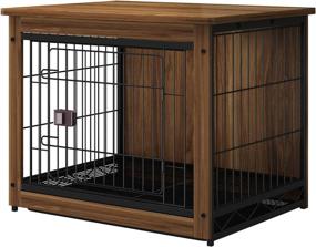 img 4 attached to SPRICHIC Pet Cage with Crate Cover: Stylish Dog Crate Furniture - Indoor Kennel, End Table, Night Stand - Wooden Wire Dog House