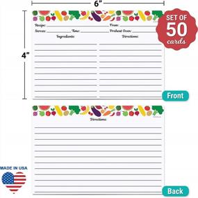 img 3 attached to 321Done Recipe Cards Fruit And Vegetable (Set Of 50) 4" X 6" - Thick Double Sided Premium Card Stock - Made In USA - Fruits And Vegetables