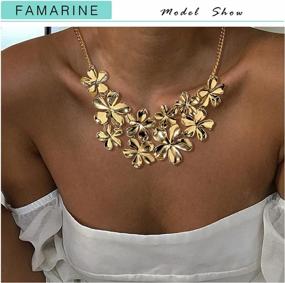 img 2 attached to FAMARINE Gold Flower Bib Necklace: Stylish Choker Statement Floral Collar Short Necklace For Women'S Holiday Look