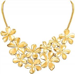img 4 attached to FAMARINE Gold Flower Bib Necklace: Stylish Choker Statement Floral Collar Short Necklace For Women'S Holiday Look