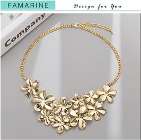 img 1 attached to FAMARINE Gold Flower Bib Necklace: Stylish Choker Statement Floral Collar Short Necklace For Women'S Holiday Look