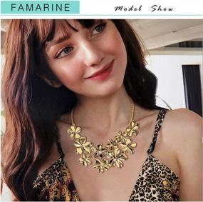 img 3 attached to FAMARINE Gold Flower Bib Necklace: Stylish Choker Statement Floral Collar Short Necklace For Women'S Holiday Look