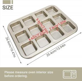 img 3 attached to Beasea Brownie Pan With Dividers, 1 Set Gold All Edges Square Cupcake Brownie Pans 12 Cavity Mini Non Stick Baking Carbon Steel Bread Mold Small Edge 3X4 Individual Cutter Sheet Tray For Cake Oven