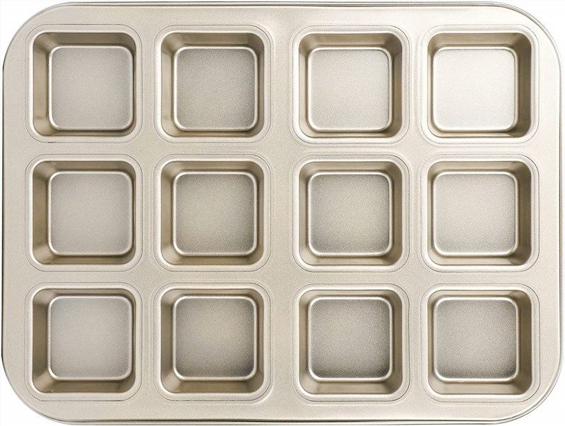 1pc Brownie Pan, Mini Square Muffin Pan Black Tin Nonstick 12 Cavities  Small Cupcake Pan Individual Brownie Mold for Baking Brownie Muffin Cupcake