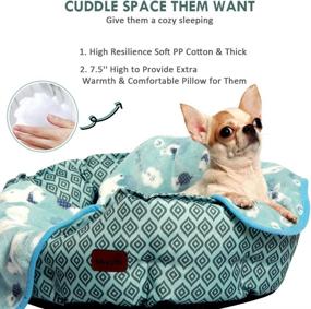 img 2 attached to 🐱 Non-Sticky Hair Cat Bed and Dog Beds for Small Dogs - Easy Clean, Includes Free Soft Flannel Blanket - Suitable for Indoor Cats and Puppies - Non-Slip Bottom - Cozy Teddy Design for Winter and Summer Sleeping - Pet Furniture