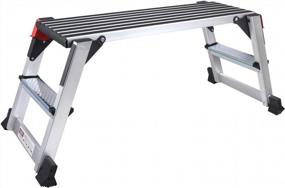 img 4 attached to Heavy-Duty Aluminum Work Platform With Non-Slip Mat - Large Folding Step Stool And Portable Work Bench For Up To 660 Lbs.