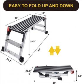 img 2 attached to Heavy-Duty Aluminum Work Platform With Non-Slip Mat - Large Folding Step Stool And Portable Work Bench For Up To 660 Lbs.