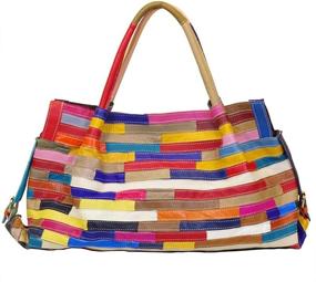 img 4 attached to Яркие сумки через плечо с многоцветным пэчворком и кошельки от Segater: модные сумки хобо для женщин