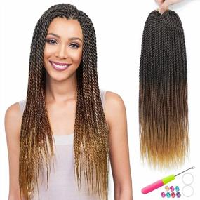 img 4 attached to 18 Inch Senegalese Twist Crochet Hair: 8 Packs Of 35 Stands/Pack For Black Women With Small Crochet Braids, Hot Water Setting, And Natural Ends - Perfect Crochet Braiding Hair For Stunning Looks!