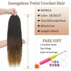 img 3 attached to 18 Inch Senegalese Twist Crochet Hair: 8 Packs Of 35 Stands/Pack For Black Women With Small Crochet Braids, Hot Water Setting, And Natural Ends - Perfect Crochet Braiding Hair For Stunning Looks!