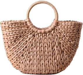 img 4 attached to Straw Bags Hand Woven Handle Summer Women's Handbags & Wallets ~ Hobo Bags