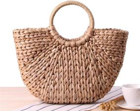 img 3 attached to Straw Bags Hand Woven Handle Summer Women's Handbags & Wallets ~ Hobo Bags