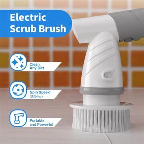 img 2 attached to Ultrosoke Electric Spin Scrubber: Portable Bathroom Cleaning Scrub Brush for Shower, Bathtub, Tile, Grout, Sink, Kitchen Stove, and Cooker - Rechargeable with Replaceable Brush Heads