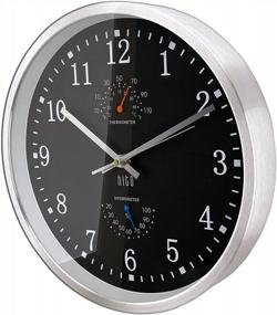 img 2 attached to 12In Silent Non-Ticking Wall Clock - Silver Aluminum Frame, Glass Cover For Kitchen Bedroom Office Decor