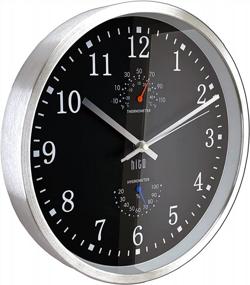 img 3 attached to 12In Silent Non-Ticking Wall Clock - Silver Aluminum Frame, Glass Cover For Kitchen Bedroom Office Decor