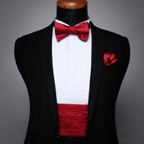 img 3 attached to Burgundy Satin Cummerbund, Self Bowtie, And Pocket Square Set For Men - Pure Burgundy, Size One