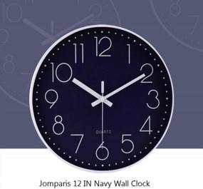 img 3 attached to 12 Inch Silent Non-Ticking Battery Operated Quartz Round Wall Clock Navy Blue Color Modern Decor Home Office Bedroom Classroom Jomparis