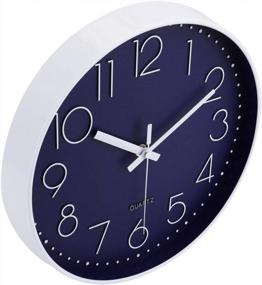 img 1 attached to 12 Inch Silent Non-Ticking Battery Operated Quartz Round Wall Clock Navy Blue Color Modern Decor Home Office Bedroom Classroom Jomparis