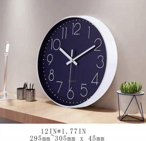 img 2 attached to 12 Inch Silent Non-Ticking Battery Operated Quartz Round Wall Clock Navy Blue Color Modern Decor Home Office Bedroom Classroom Jomparis