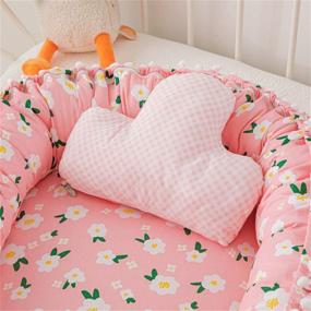 img 1 attached to Portable Co-Sleeping Baby Bed - 100% Breathable Cotton Baby Lounger, Bassinet Mattress, and Travel Crib - Newborn Infant Bed in Pink Flowers