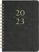 2023 planner with monthly tabs - flexible hardcover weekly & monthly planner for january - december 2023, 6.3" x 8.4", thick paper, inner pocket - sleek grey design logo
