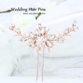 img 3 attached to Bridal Hair Accessories: Jakawin Rhinestone And Pearl Hair Pins For Weddings And Brides. HP058