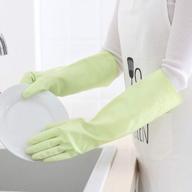 medium light green rubber latex waterproof dishwashing gloves for kitchen, precision flocking household cleaning gloves logo
