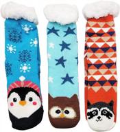 🧦 women's non-skid fluffy thermal sherpa slipper socks - pack of 3 pairs, ultra soft for christmas winter logo