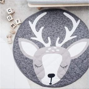 img 3 attached to Abreeze Elk Nursery Rug Play Mat: Round Carpet for Cartoon Home Room Decor - 35X37 inches