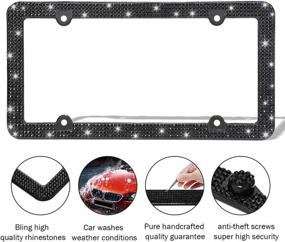 img 1 attached to Otostar License Handmade Rhinestones Stainless Exterior Accessories ~ License Plate Covers & Frames