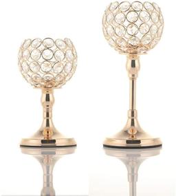 img 4 attached to Sparkling Elegance: VINCIGANT Gold Crystal Candle Holders For Stunning Wedding And Dinner Table Decor
