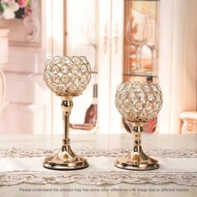 img 2 attached to Sparkling Elegance: VINCIGANT Gold Crystal Candle Holders For Stunning Wedding And Dinner Table Decor