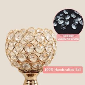 img 1 attached to Sparkling Elegance: VINCIGANT Gold Crystal Candle Holders For Stunning Wedding And Dinner Table Decor