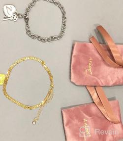 img 5 attached to 💎 Изысканный браслет-брелок с сердцем и бриллиантовой буквой в золоте 24K на морской цепочке - идеальные ювелирные подарки для женщин и девочек