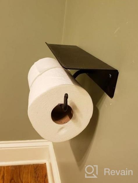 img 1 attached to Rustic Wrought Iron Toilet Paper Holder With Shelf - Handcrafted Double Roll Bar For Modern Farmhouse Bathroom Decor - Black Wall Mount Toilet Roll Organizer By RTZEN review by Brandon Plowden