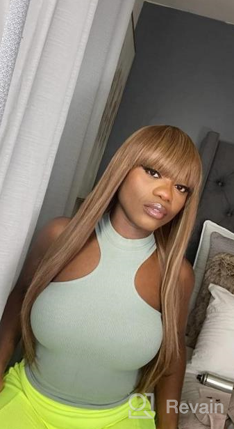 img 1 attached to Get The Perfect Look With Kalyss 28 Inch Long Straight Synthetic Blonde Hair Wig For Women With Hair Bangs review by Shane Bullion