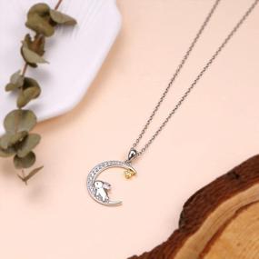 img 2 attached to 925 Sterling Silver Animal Moon Pendant Necklace Women Birthday Jewelry Gift