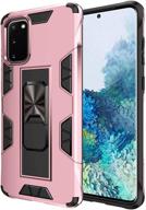 🔒 military-grade samsung galaxy s20+ case | shockproof, kickstand, magnetic car mount | armor heavy-duty protective case for galaxy s20 plus phone | rose gold logo