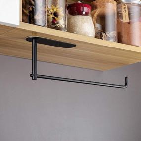 img 1 attached to SUS304 Stainless Steel Self Adhesive Paper Towel Holder Under Cabinet Mount - Black Paper Towel Rack For Kitchen