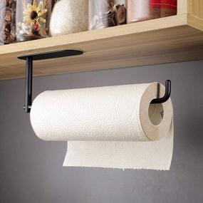 img 3 attached to SUS304 Stainless Steel Self Adhesive Paper Towel Holder Under Cabinet Mount - Black Paper Towel Rack For Kitchen