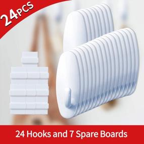 img 3 attached to BAGAIL Mega Pack Of Medium Adhesive Hooks – 24 Utility Wall Hooks With 7 Spare Boards For Kitchen And Home Organization In White