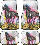 🌻 watercolor sunflower horse car interior accessories: decorative front & rear full set rubber floor mat car mats carpet universal fit for most cars vehicles by youngerbaby logo