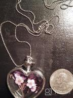 img 1 attached to Dried Pressed Purple Flower Necklace | Heart & Round Glass Pendant | Women's & Girl's Fashion Necklace review by Kristine Schmidt